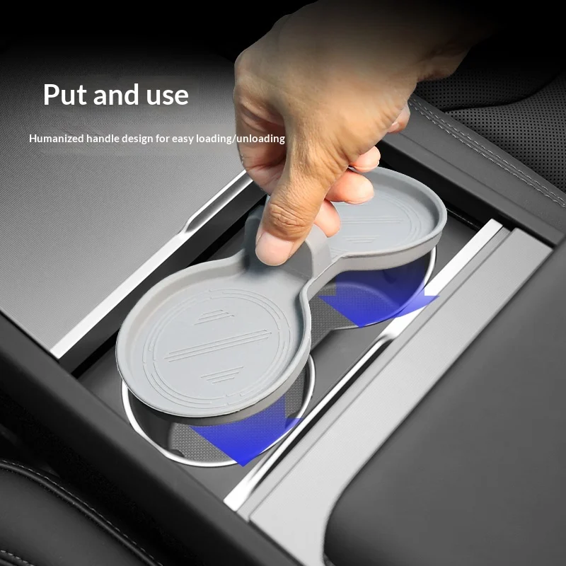 Non Slip Drink Pad Silicone Car Cup Holder Mat For Tesla Model Y/3 Highland Anti Noise Drink Holder Insert Liner Accessories