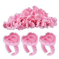 100 PCS Disposable Heart-shaped Plastic Glue Ring Cup Eyelash Extension Tattoo Pigment Holder Pallet Lash Makeup Supplies Tools