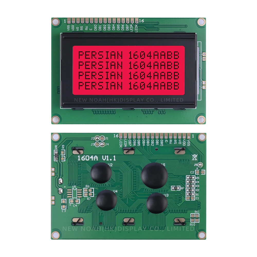 Persian Red Light Black Letters 1604A LCM Display Module Dot Matrix 04*16 LCD 3.6 Inches ST7066U Character Dot Matrix Screen