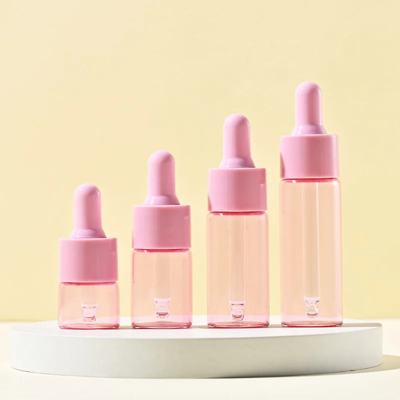 30/50 pz 5ml -20ml bottiglia di vetro riutilizzabile Mini flacone contagocce con pipetta tappo rosa bottiglia di olio essenziale vuota per aromaterapia