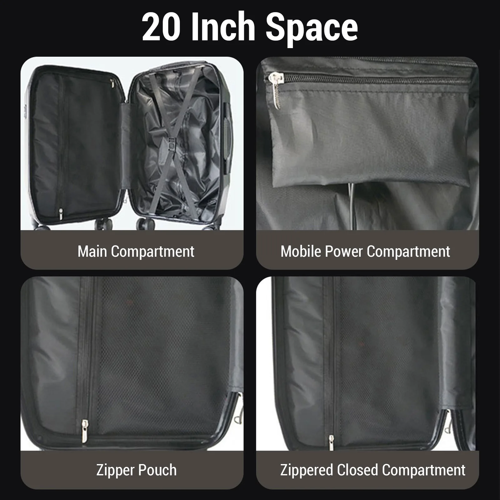 LED Travel Suitcase 20 Inch 48 X 48 Pixels Programmable App Control Colorful Multifunctional Hardshell Suitcase