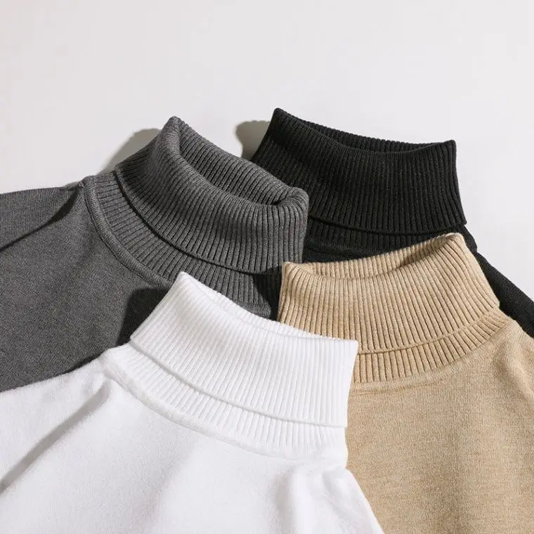 

High Collar Loose Fit Men's Knitwear Pure Color Versatile Retro Japanese Sle round Ne Sweater Casual Comfortable Autumn Wear
