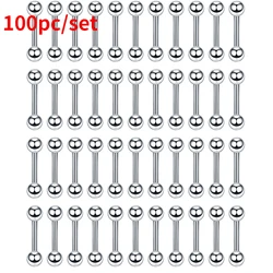 100Pcs/Lot Surgical Stainless Steel Body Piercing Jewelry Tragus Piercing Earring Barbell Punk Ear Studs Earrings Cartilage