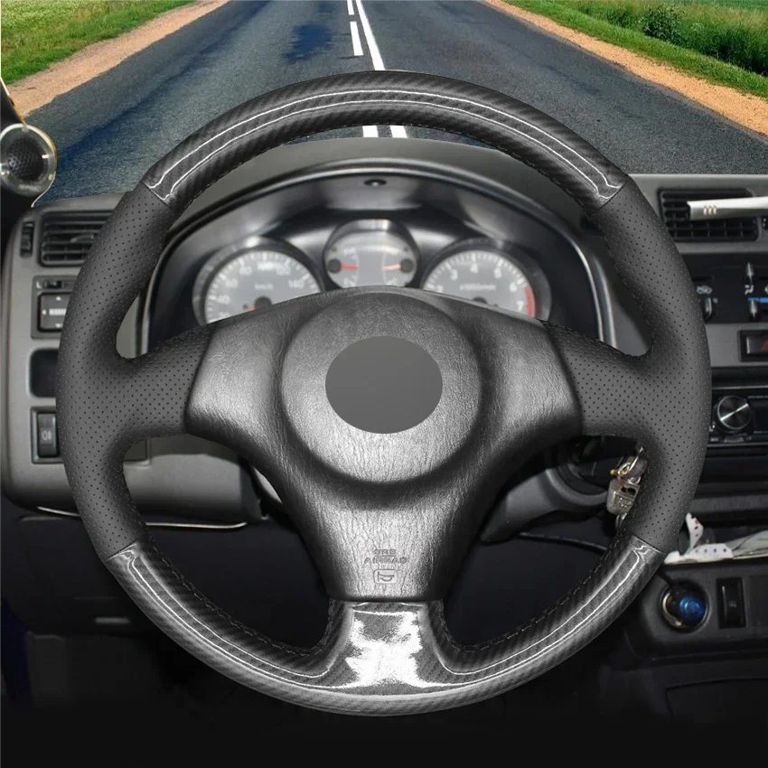 Black Artificial Carbon Leather Car Steering Wheel Cover for Toyota RAV4 Celica MR2 Supra Caldina Matrix Voltz Corolla 1996-2008