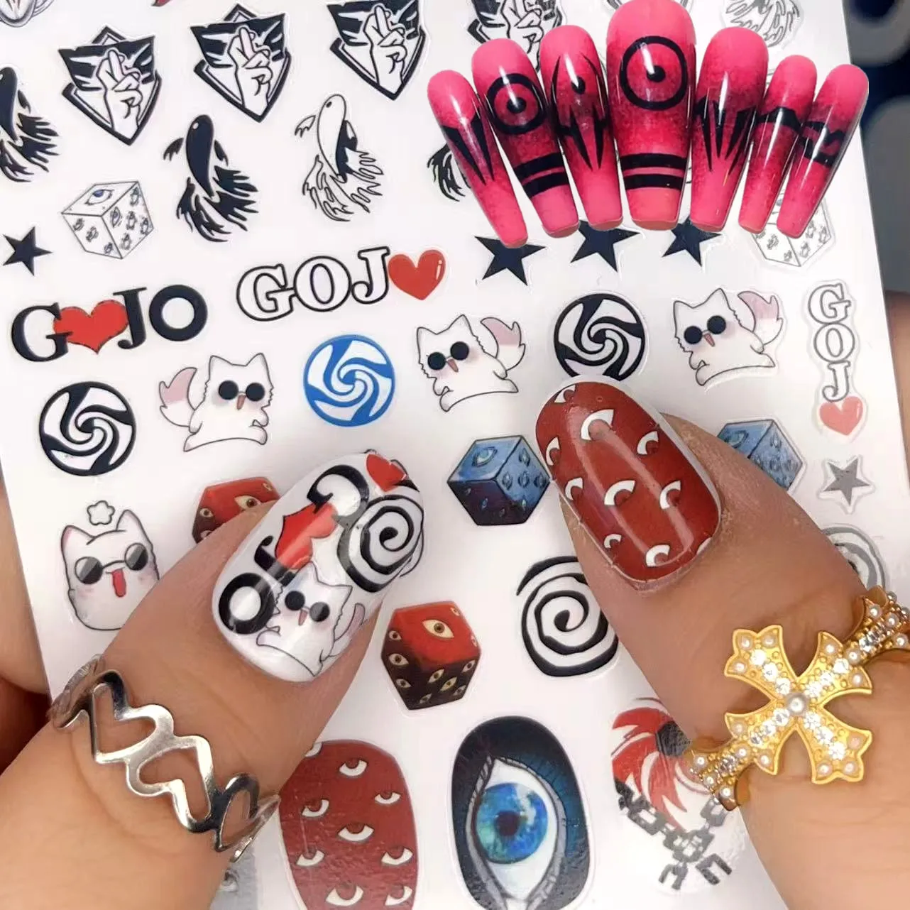 

TSC-122 fishcats Gojo jjk JOjo ごじょう さとる Ryomen Sukuna Slider 3d Nail Art Stickers Decal Slider