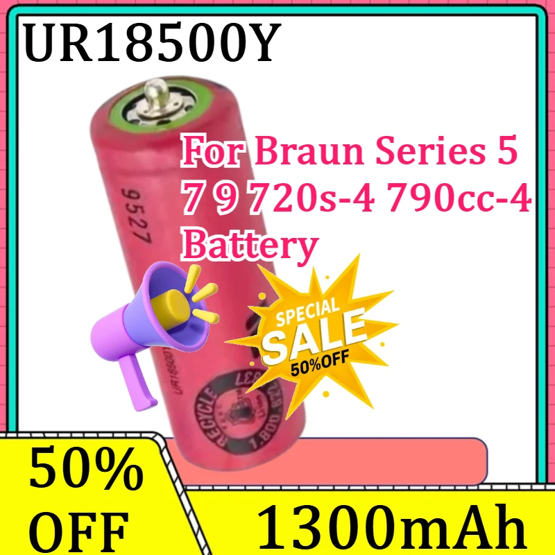 

For Braun Series 5 7 9 720s-4 790cc-4 Battery New UR18500Y 1300mAh Replacement Electric Shaver Battery 1300mAh