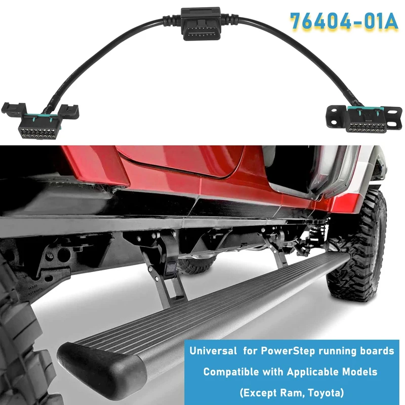 76404-01A Plug-N-Play Pass Through Harness for PowerSteps Running Boards Wiring OBDII Adapter Fit for Except Ram, Toyota