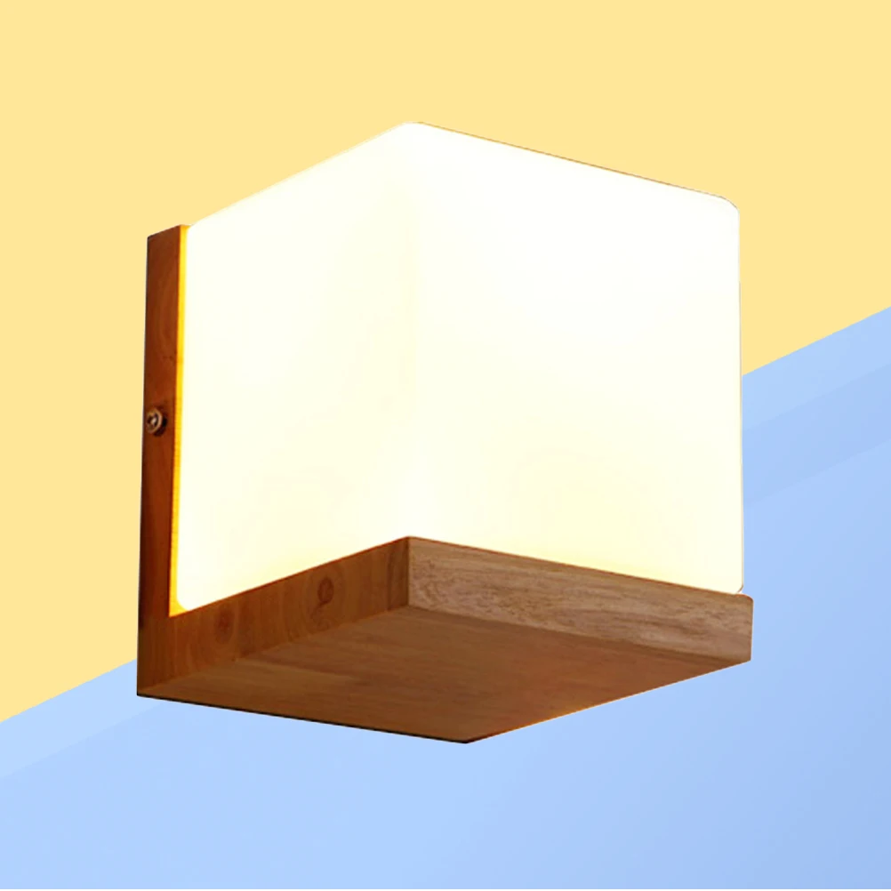 

Wooden Base Wall Lamp Creative Bedside Light For Home Hotel Cafe Restaurant Indoor Corridor Simple Design Bright Illumination