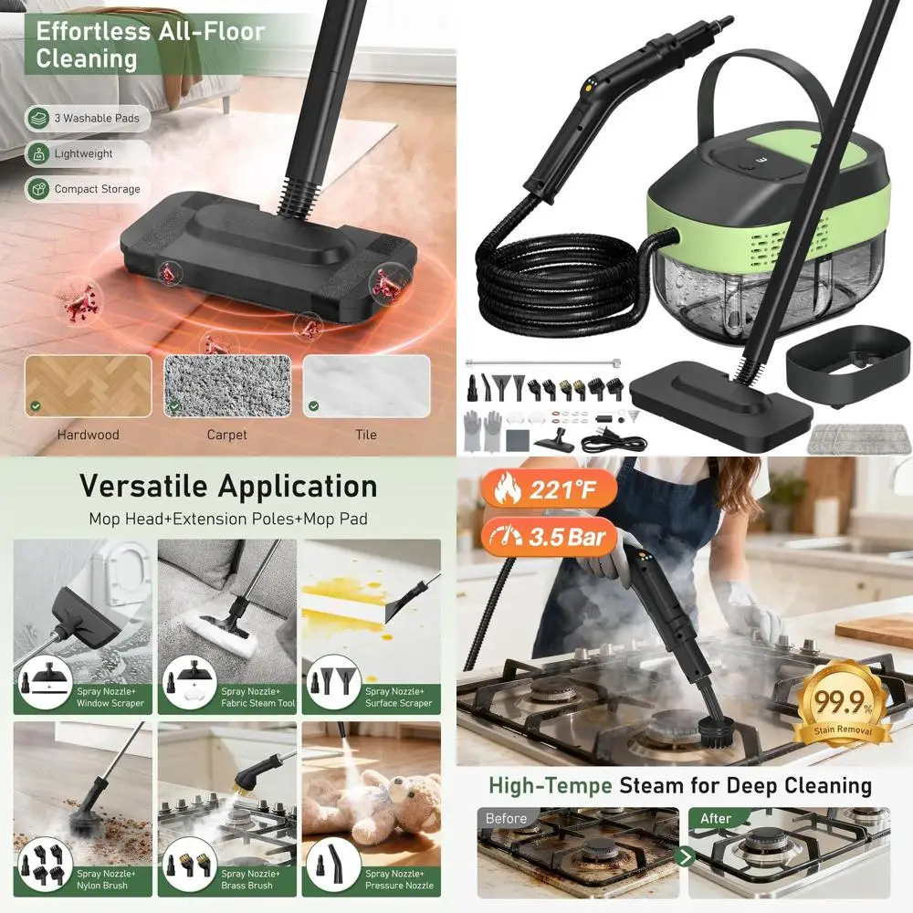 

1.6L Multipurpose Steam Cleaner with 37 Accessories, 2500W Power, Fast Heat-Up for Home, Floors, Tiles, Upholstery, Cars
