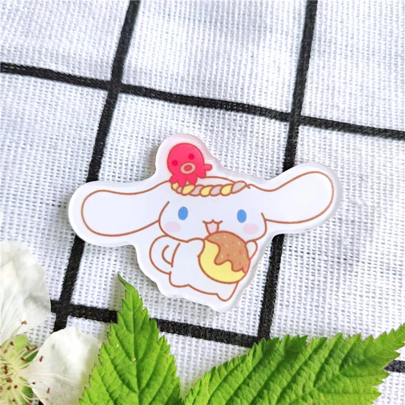 Sanrio Cinnamoroll Brooch Cinnamoroll Action Anime Figures Acrylic Brooch Cute Cartoon Backpack Clothing Ornaments Children Gift