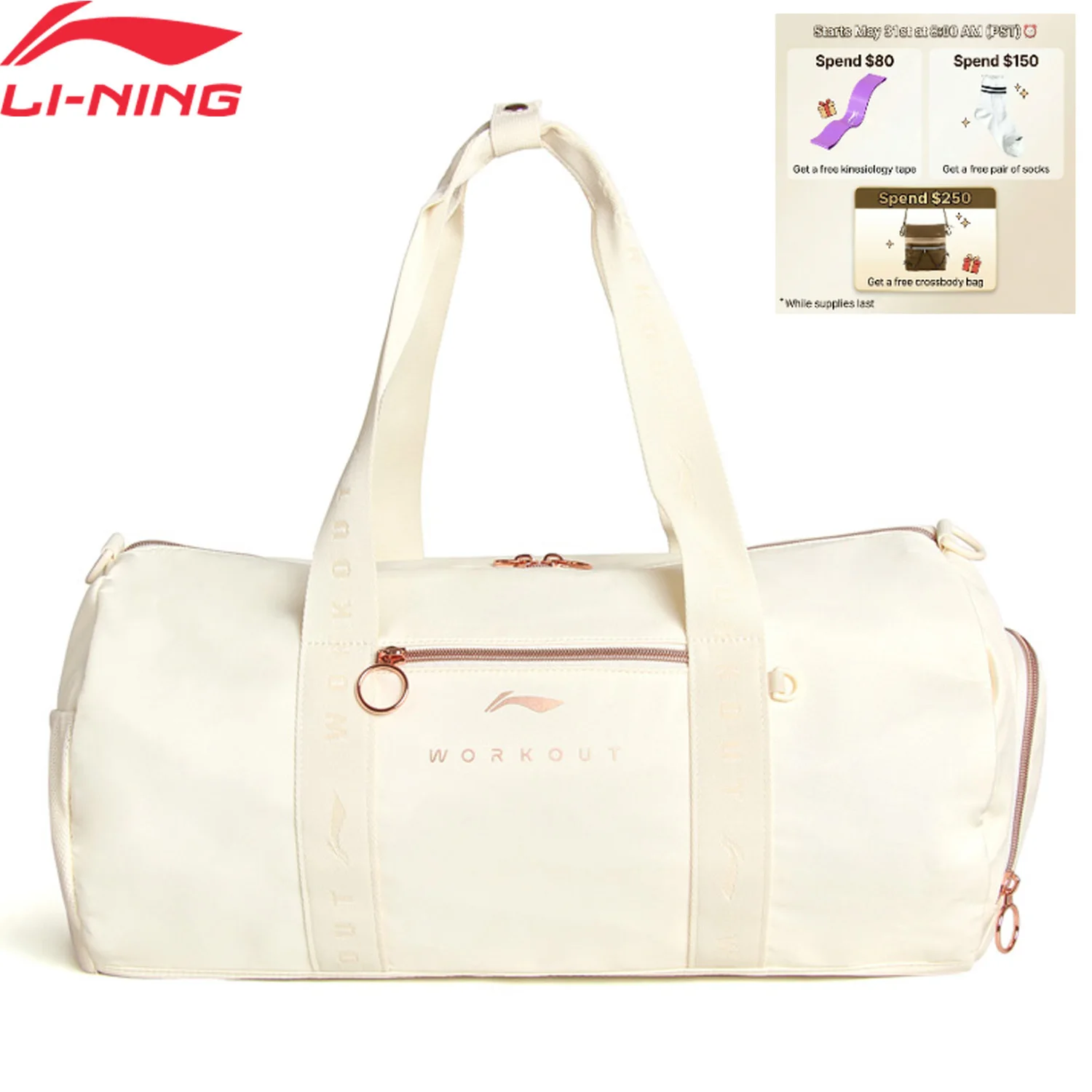 

Li-Ning Unisex Training Bucket Bag 445*240*240mm 100%Polyester Big Capacity Fitness LiNing Men Women Sports Bags ABLV001