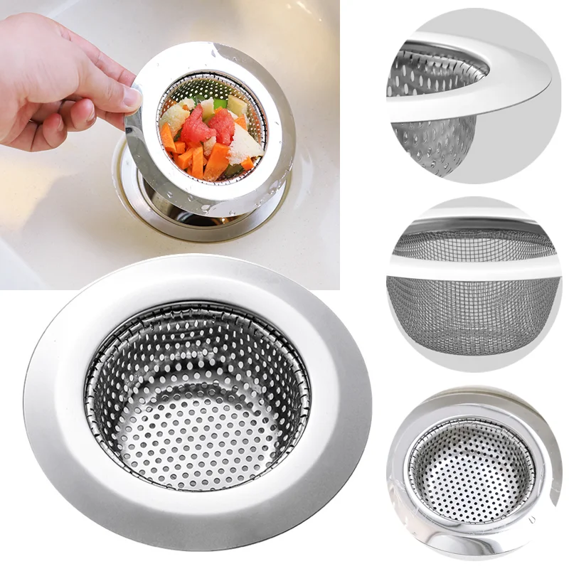 1PCS Kitchen Sink Filter Stainless Steel Mesh Sink Strainer Filter Bathroom Sink Strainer Drain Hole Filter Trap Waste Screen