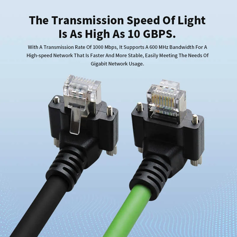 CCD Industrial Camera Network Cable High Flexibility RJ45 Drag Chain Line 90 Degree L-shaped CAT6 Shielded Gigabit Network Wire
