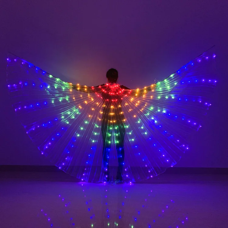 LED Luminescent Color Cloak Adult Belly Dance Wings Luminous Butterfly Wing Stage Performance Photo Prop Isis Wings Dancewear