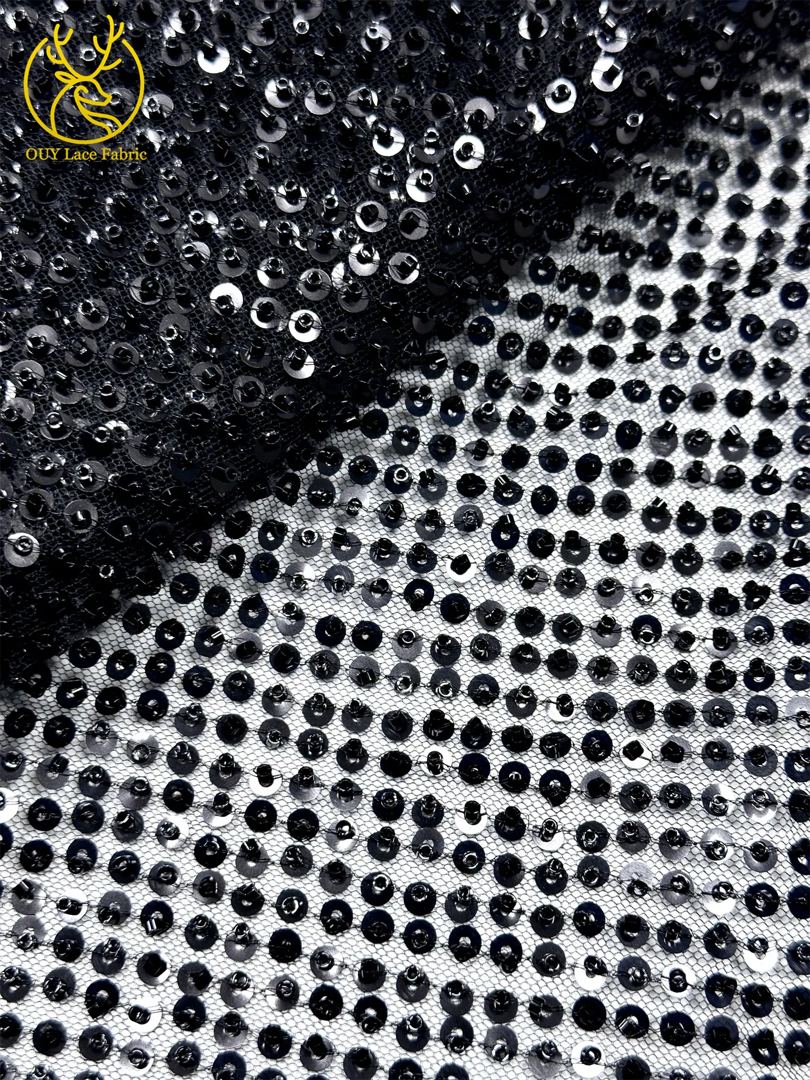Eleganter französischer Mesh-Tüll-Spitzenstoff 2026 Nigerianischer vollständig perlenbesetzter runder Pailletten-Spitzenstoff für luxuriöse Abendkleider und Hochzeitsfeiern – Detail 28