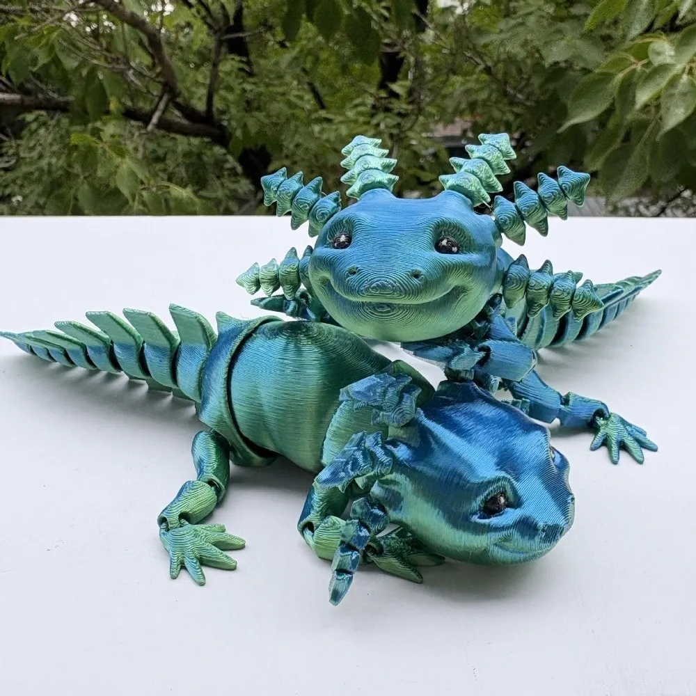 New 3D Printed Salamandrid Multi-jointed Movable Fine-tailed Axolotl Action Figure Creative Axolotl Desktop Decoration