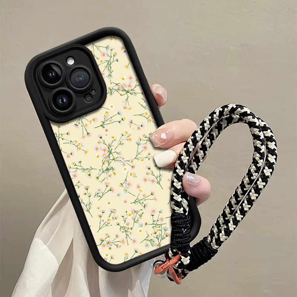 Cremegelbe Gänseblümchen-Handyhülle mit Trageschlaufe für Samsung Galaxy Note 20 Ultra S24 S25 S26 Plus S24 S23 FE S23 S24 S25 Ultra Cover – Detail 1