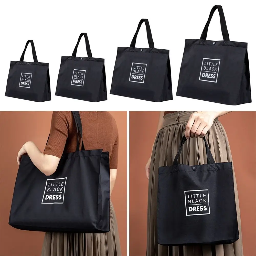 Oxford Cloth ECO Friendly Shopping Bag Durable Reusable Large Capacity Shoulder Bag Shopper Handbag Foldable Black Tote Bag