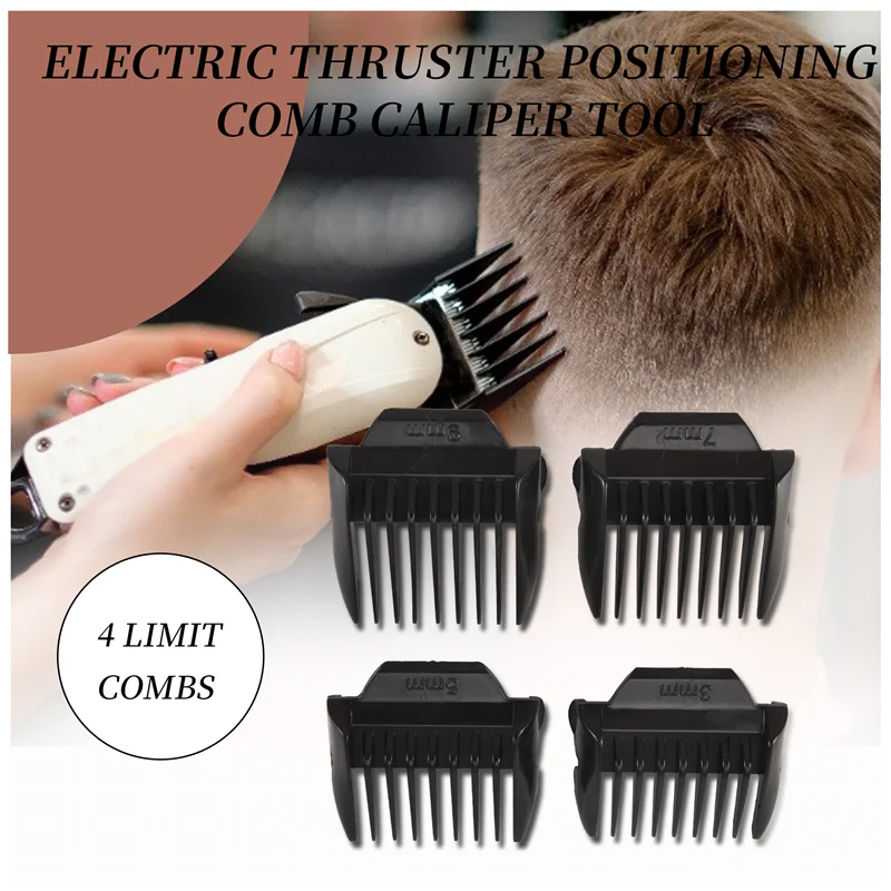 【Popular】4Pcs Limit Comb Replacement Combs Trimmer Head Limit Comb For  Hair Clipper 3Mm 5Mm 7Mm 9Mm,Black