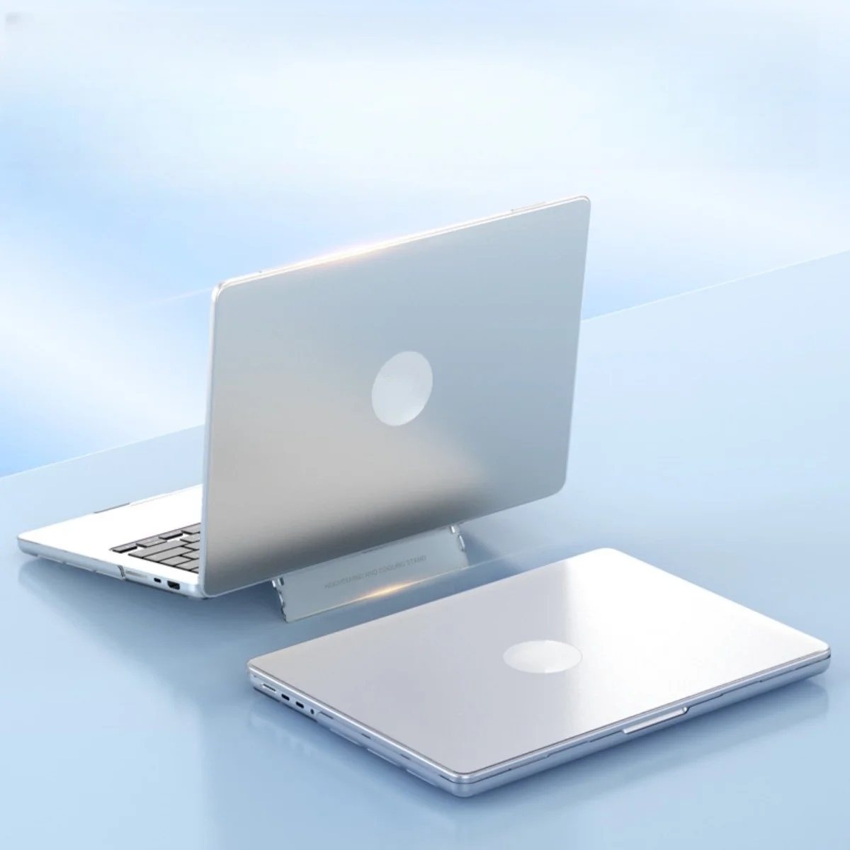 Foldable Laptop Stand Cover for Macbook Air Pro M2 M3 M4 Case 13 15 16.2 Inch Matte Clear Plastic Hard Shell with Kickstand