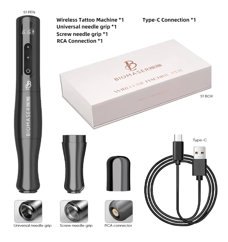 Professional p90 pro Tattoo Machine Wired Wireless Dual Mode Tattoo Pen with Cartridges Hollow Cup Motor for Permanent Makeup