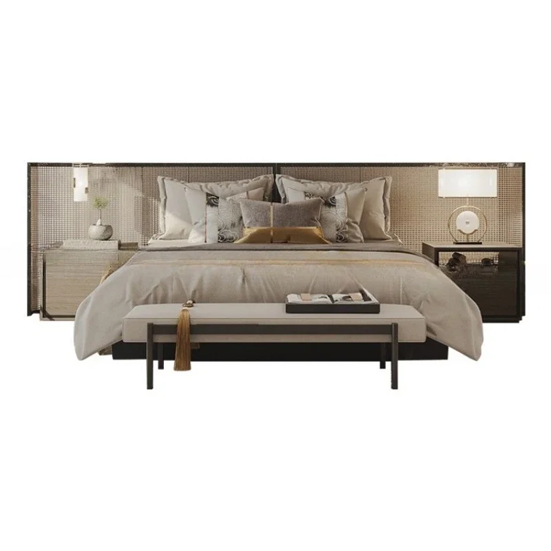 

Full set of matching furniture Solid wood mod ern designer doub le be d Tea tabl e Ch air