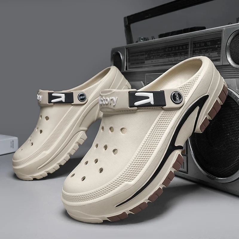 Hole Shoes Men's Summer Ligtweight EVA Trend Home Sandals Clogs Shoes Men Baotou Slippers Outdoor Comfortable Sandals Size 39-45