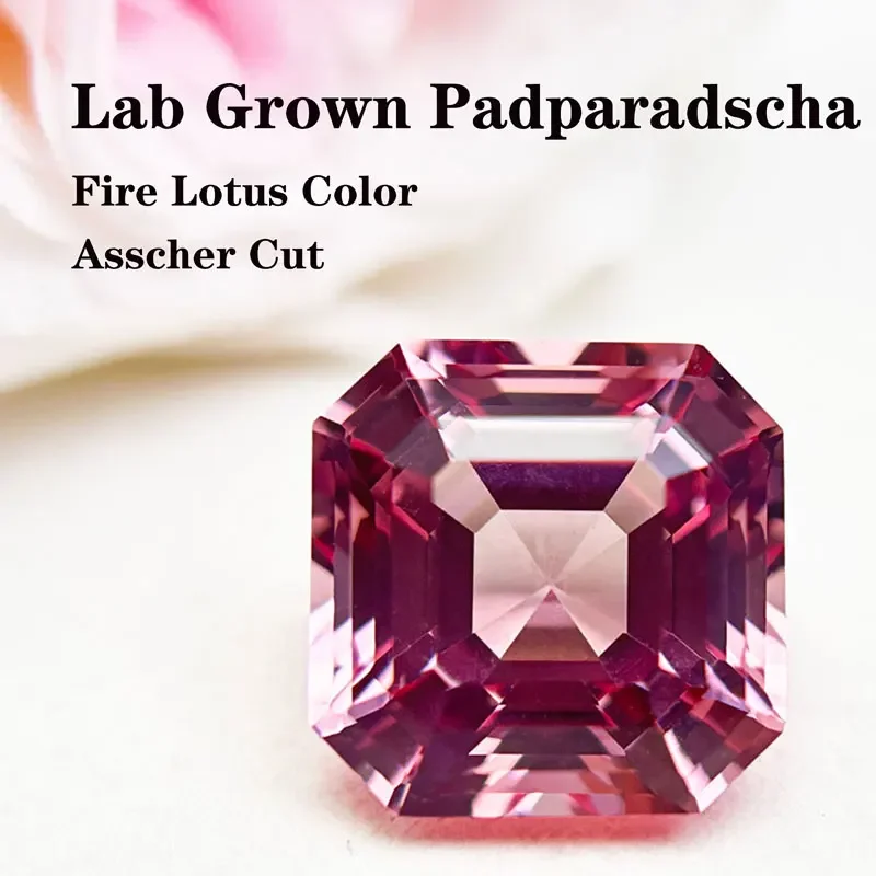 Lab Grown Padparadscha Square Shape Asscher Cut VVs1 Fire Lotus Color for Advanced Jewelry Making with Certificate Wholesale