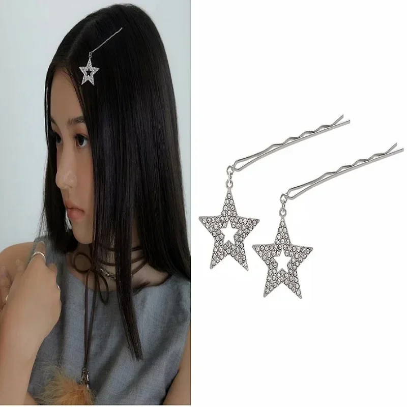 Pentagram Barrettes Star Pendant Hair Clip 2023 Korean Charm Summer Cool Metal Y2k Bobby Pin Hair Accessories for Girl Headdress