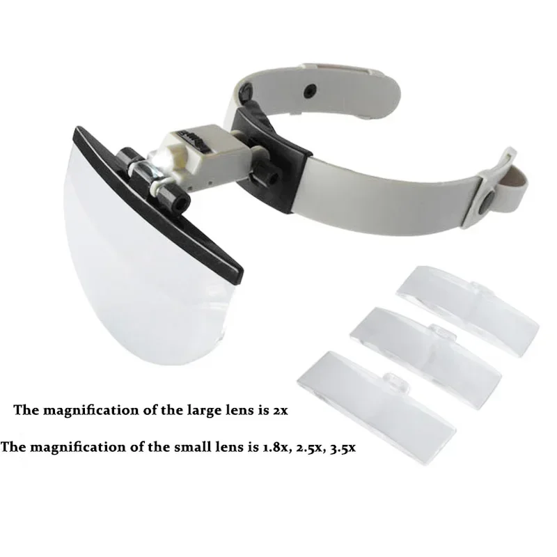 

2X 3.5X 4.5X 5.5X Head Magnifier with Light 4 Magnifying Lens Magnifying Glasses with Led Lights Helping Hand Soldering Loupes