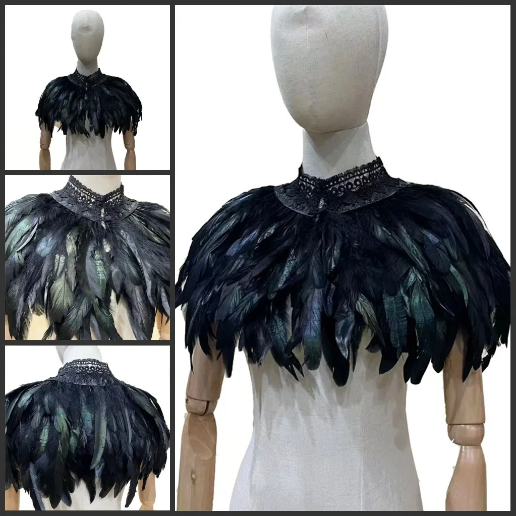 Feather Shrug Shawl Feather Shoulder Wrap Cape Jacket Feather Costume Halloween Rave Party Cosplay Filming Props