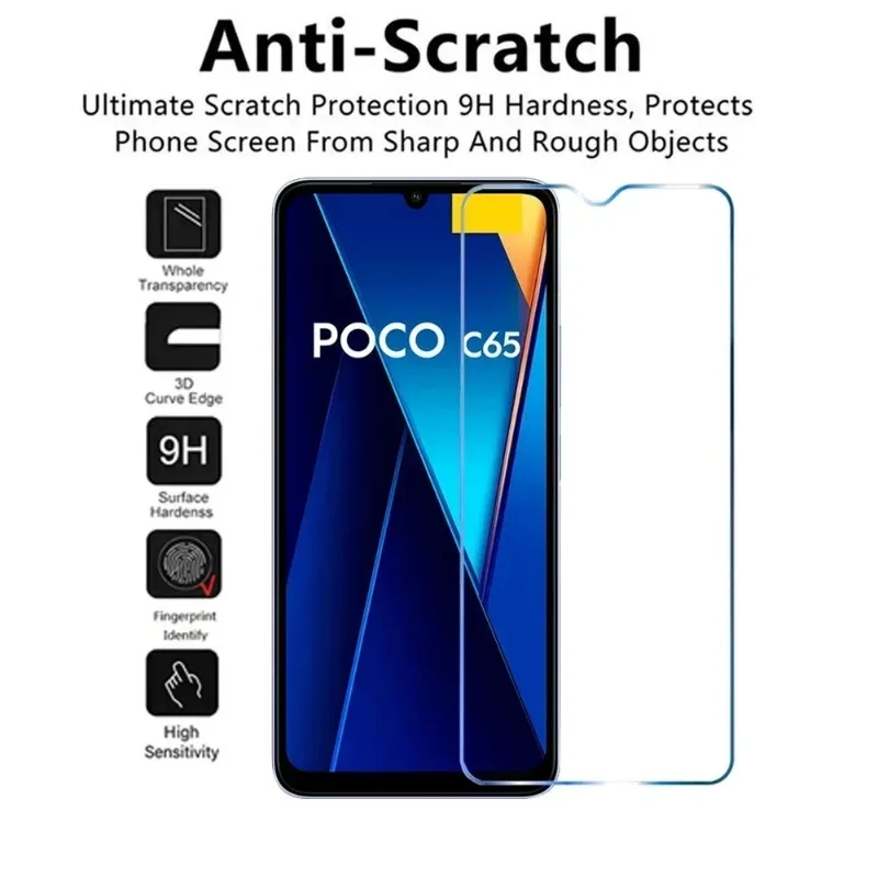 4IN1 Tempered Glass for POCO C65 C40 M6 M5 M4 Screen Protector for POCO F6 F5 F4 F3 X6 X5 X4 X3 GT Pro 5G Protective Lens Film