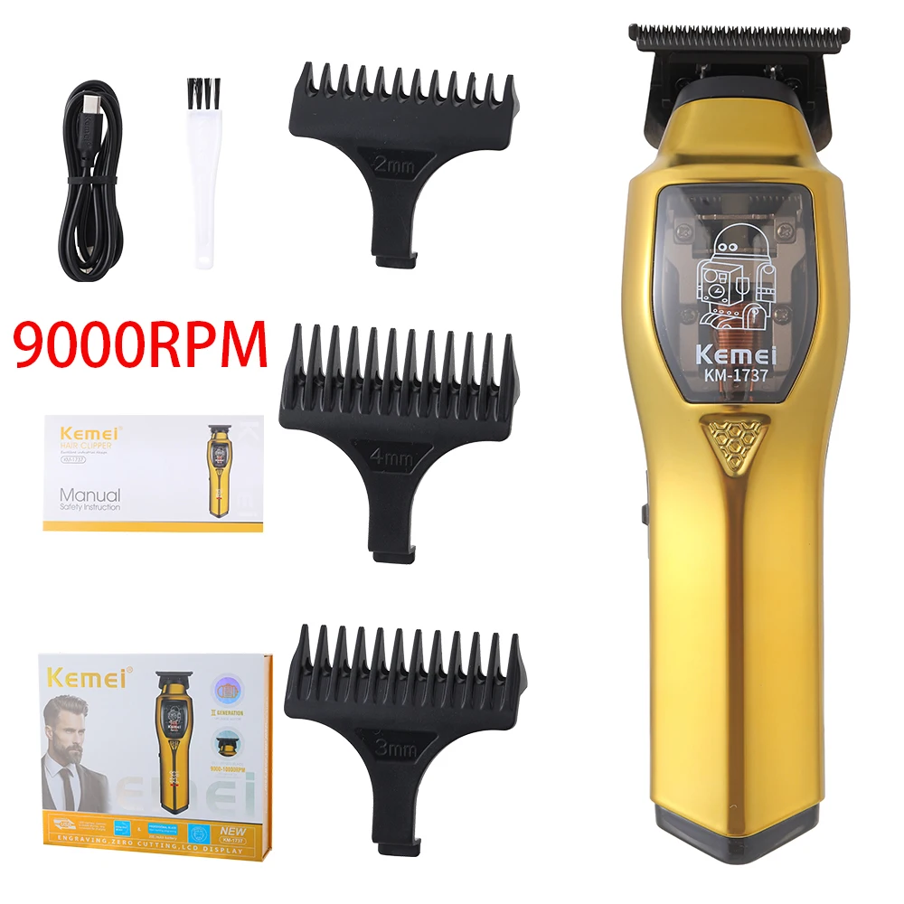 Kemei Professional Barber hair Trimmer Zero Gapped bald head Hair Clipper Cordless men finish hair cutting machine Beard Trimmer