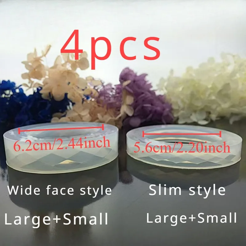 4pcs Silicone Mold Set for DIY Jewelry Making - Diamond Shaped, Round & Wide Bracelet Designs, Epoxy Resin Casting Tool Kit with Dropper, 56mm & 62mm Sizes