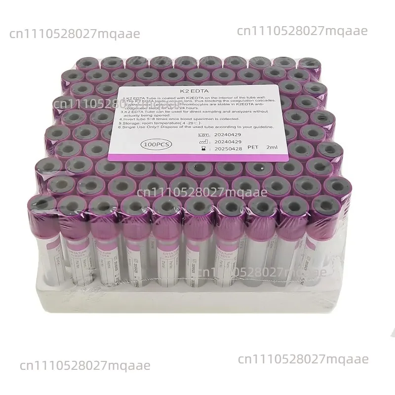 Disposable Vacuum Blood Collection Purple Tube Negative Pressure Blood Routine EDTA-K2 Anticoagulant Tube 2ml 5ml 10ml PET Tube