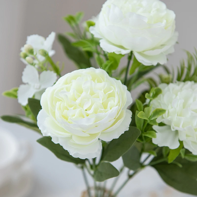 6 Stück Künstliche Blumen Chrysanthemen Pfingstrosen Festival-Accessoire Heimdekoration Hochzeitskranz Brautstrauß Gartendekoration – Detail 8