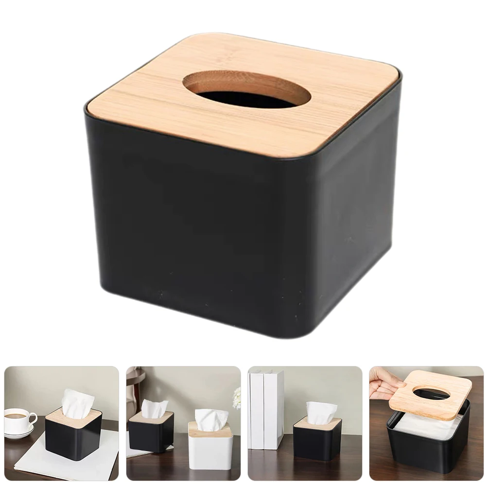 

Wooden Storage Box Tissue Holder Paper Napkin Vintage Desktop Pp Organizer
