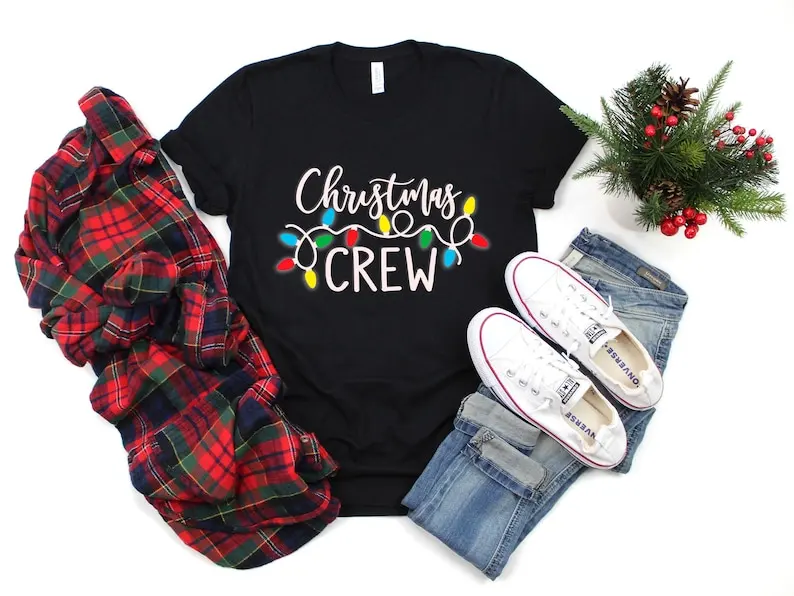 

Christmas Crew Merry Shirt Short Sleeve Top Tees O Neck Fashion 100% Cotton Streetwear harajuku goth y100%Cotton Drop Shipping