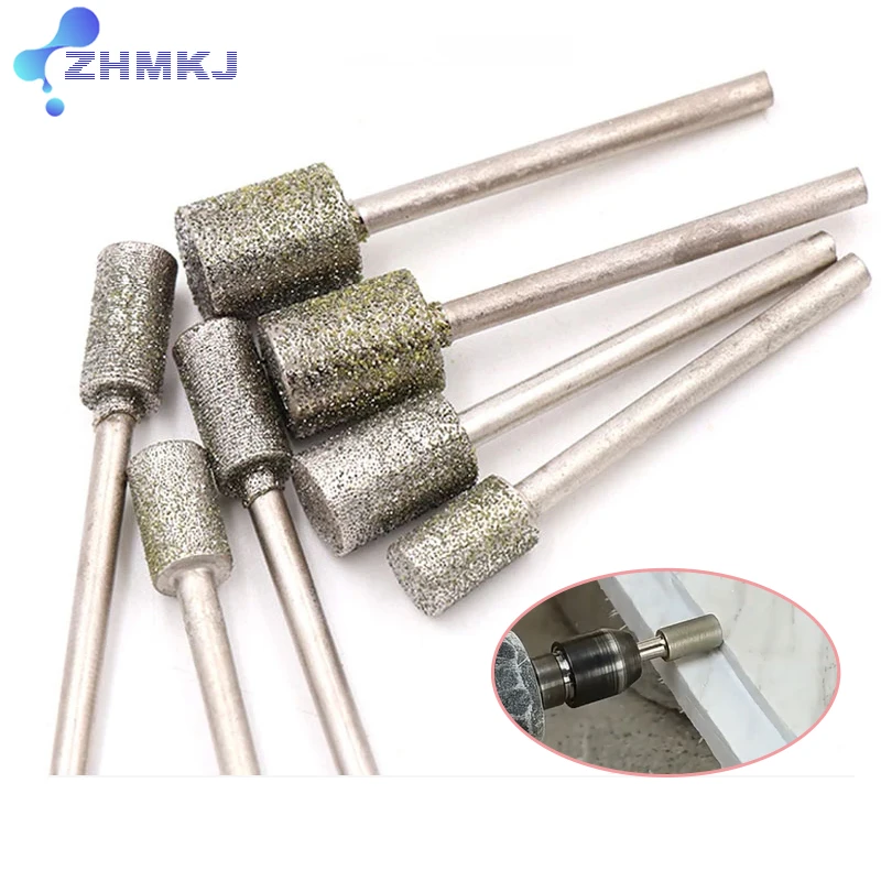 

Cylindrical Diamond Burr Grinding Bit for Jade Stone Carving Grinding Bit Dremel Rotary Tool 2.35/3mm Shank