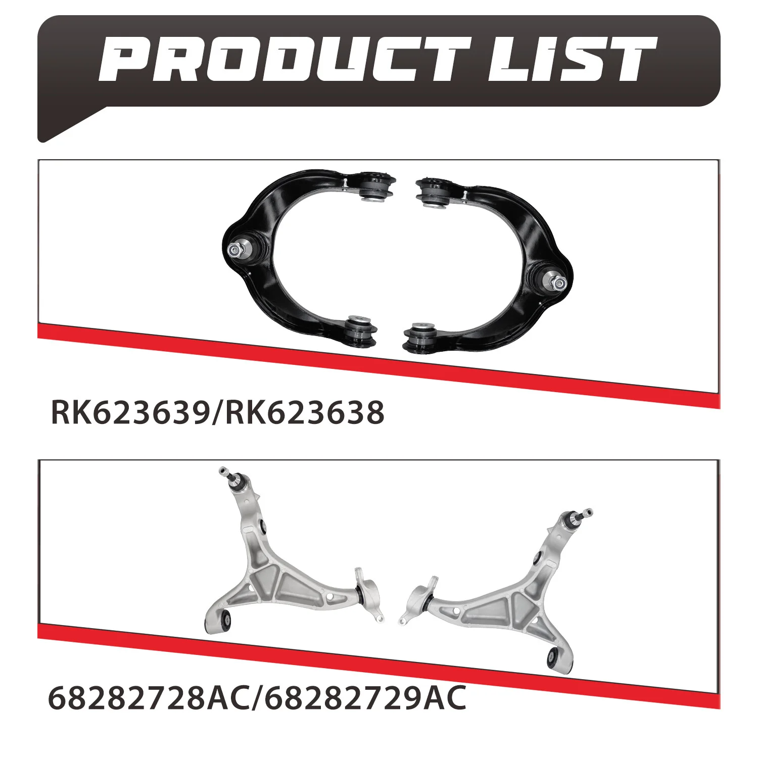 TOPICKSAP 4Pcs Front Lower Upper Control Arm w/Ball Joint for Jeep Grand Cherokee 2016-2022 Dodge Durango 2016-2022