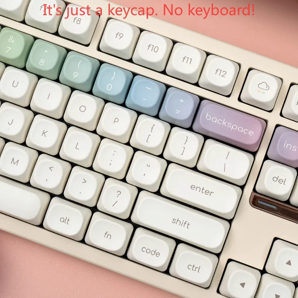 125-toetsen Regenboog Keycaps PBT Melkwit Eenvoudige kleur Macron Keycap Set voor MX-schakelaars Mechanische toetsenbordprofielen