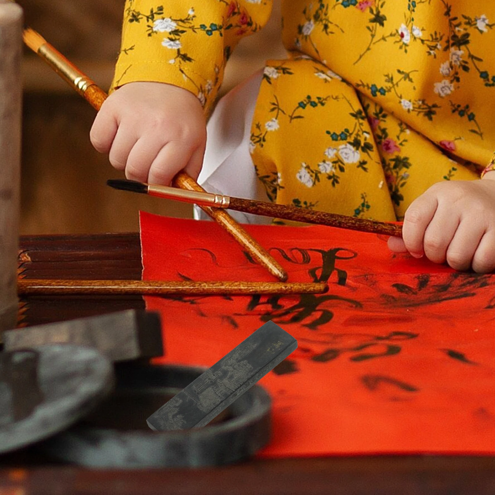 2Pcs Traditional Handmade Chinese Ink Stick Calligraphy Ink Block for Drawing Writing Painting Practice Student Stationery