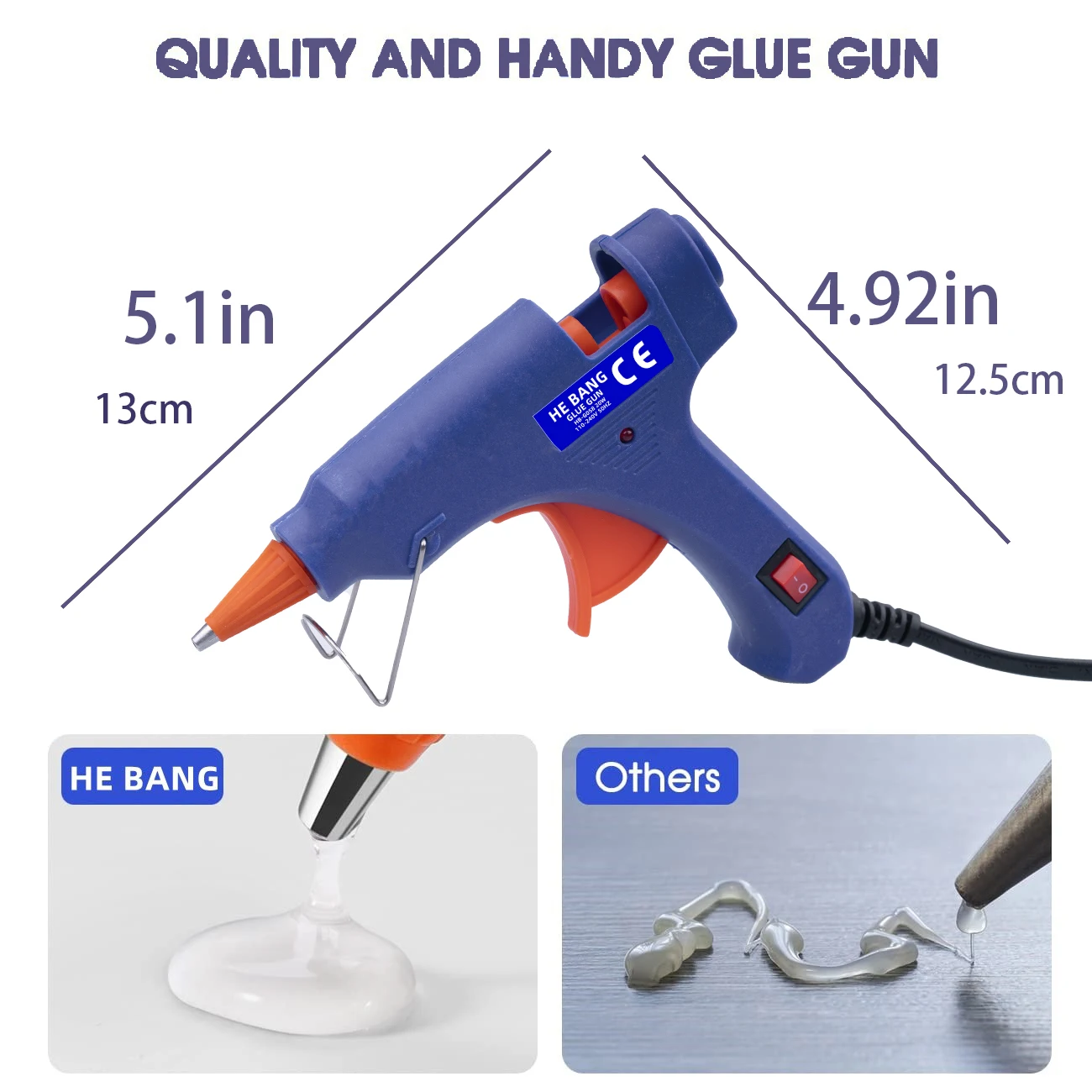 20W Mini Blue Hot Melt Glue Gun Kit with 30pcs Stick for Crafts