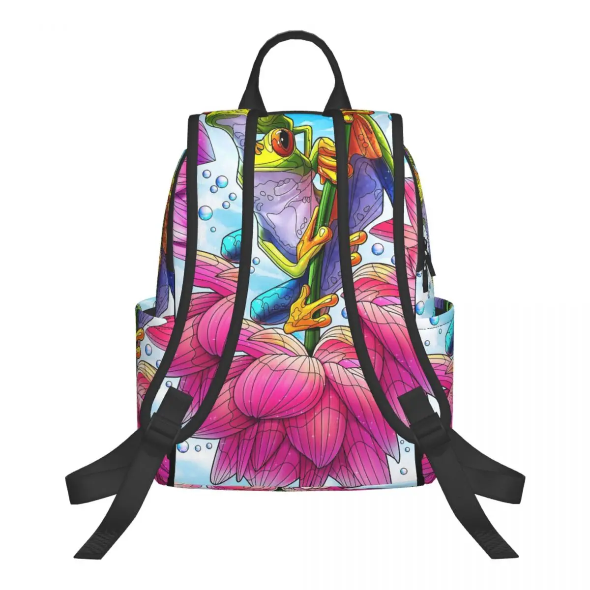 Cartoon Jungle Frogs (3) Student Backpack School Bag Hiking Travel Daypack for Boys Girls Bookbag Shoulder Bags