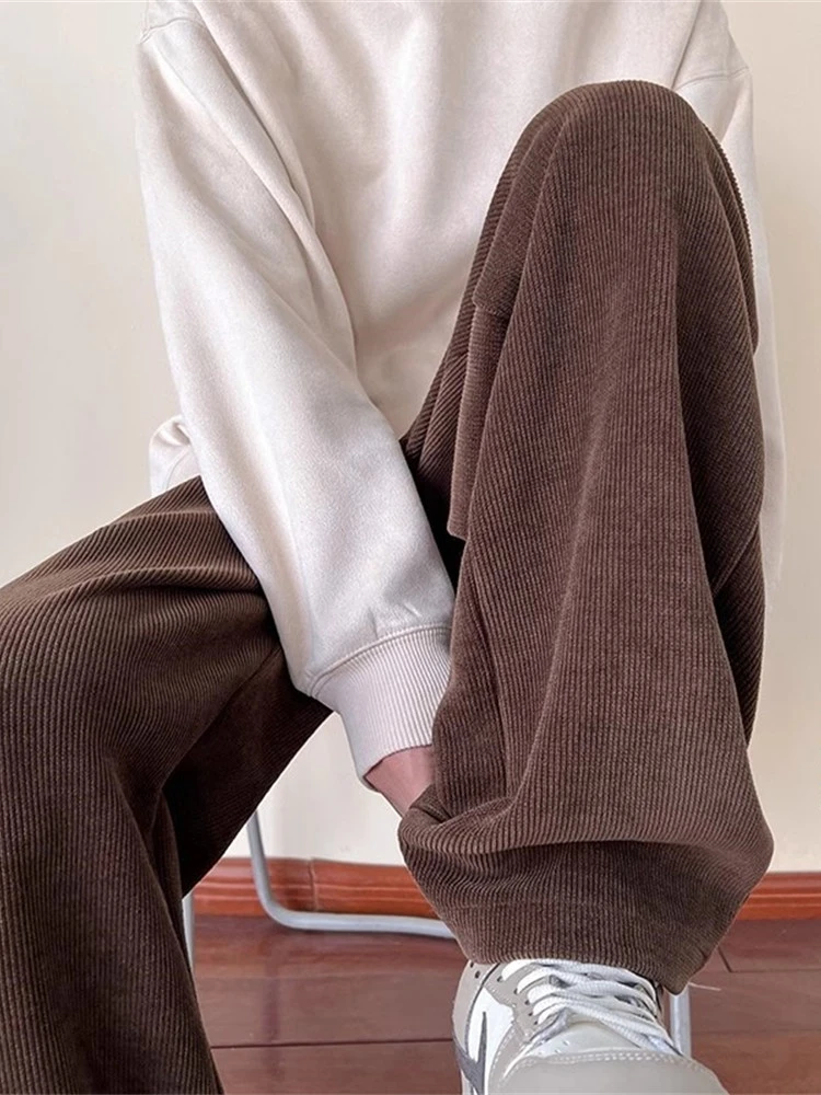 

Мужские вельветовые брюки на осень-зиму, утепленные, свободного кроя, прямые, повседневные, удобные, удлиненные