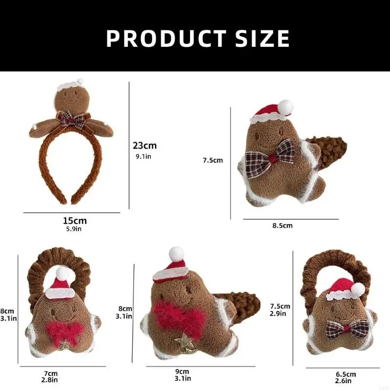 X4YC Christmas Themed Headbands Hair Accesories Comfortable Hairband Polyester Hair Tie Hairpieces For Kids And Adults