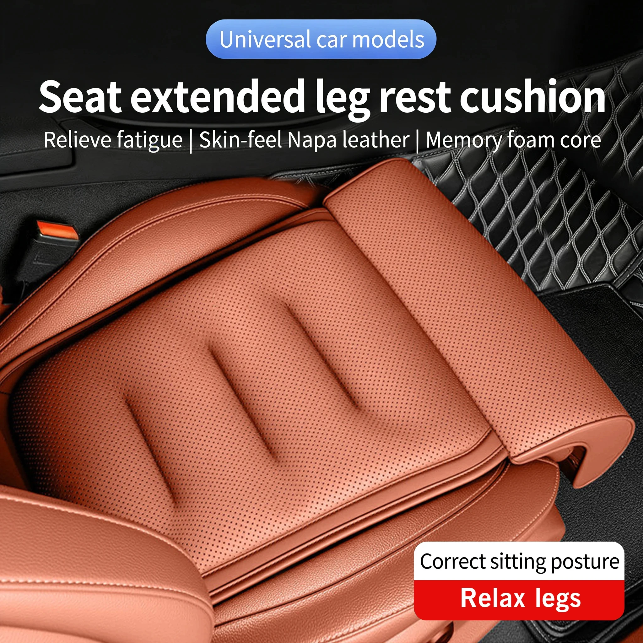 Coussin de siège auto 2026 avec support pour les jambes, housse de protection universelle pour siège auto, tapis rembourré respirant et épais, confort pour siège auto