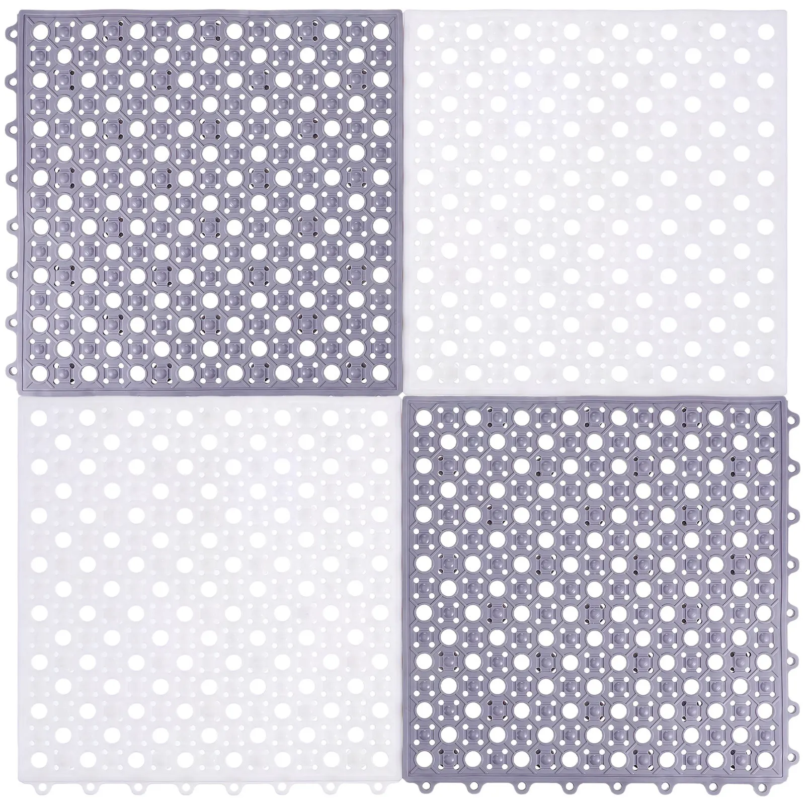 

4Pcs Shower Grip Mat Non Skid Suction Cup Bath Mat Soft Flexible Tpe Drainage Holes for Shower Room Bathroom Floor Tile Safety