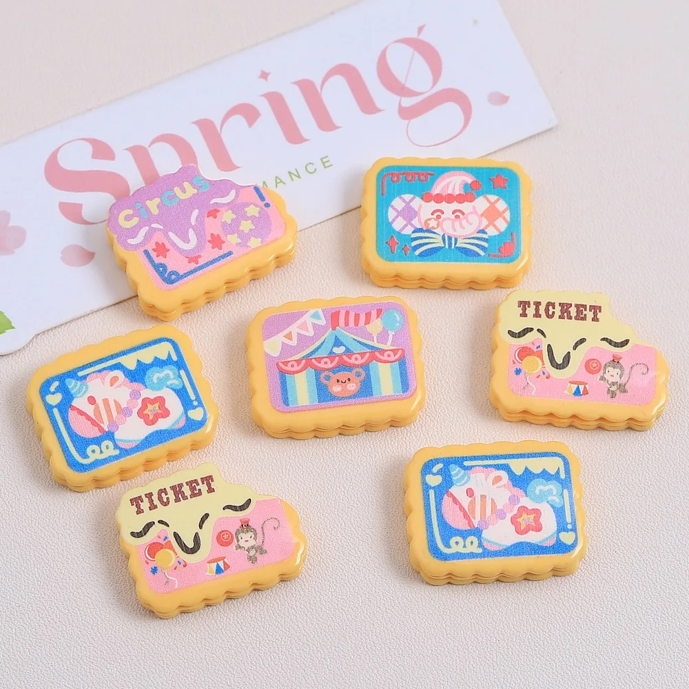 10pcs Cute Circus Troup Biscuits Resin Flatback Cabochon For Phone Decoration Hair Accessories DIY Scrapbooking Craft