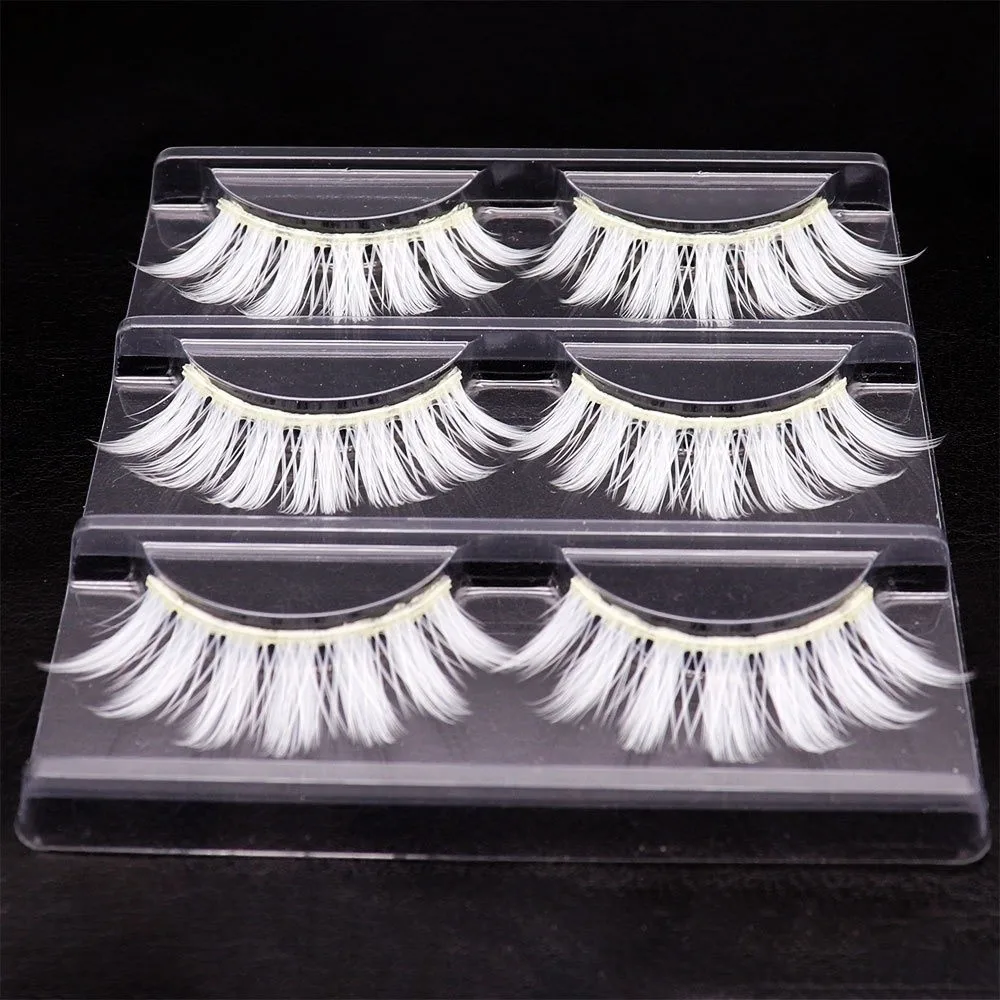 Creative Cosplay White Feather Lashes DIY Colorable False Eyelashes Extension Lashes Halloween